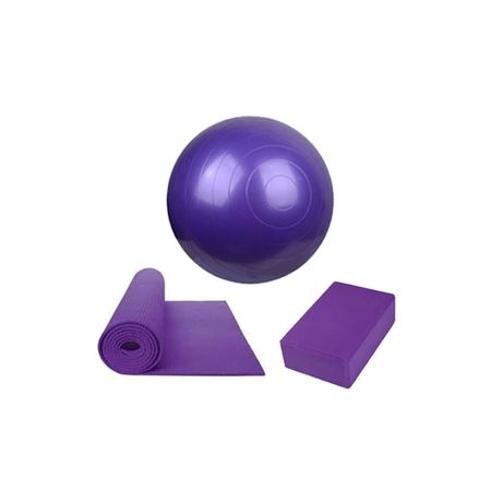 Combo Mat yoga + Pelota yoga + Ladrillo MORADO