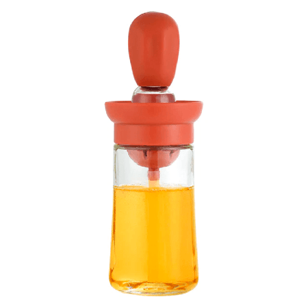 Botella dispensador de aceite con cepillo de silicona para cocina Naranja