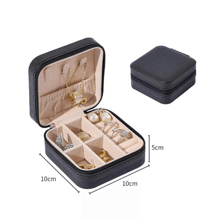 Joyero Organizador Estuche De Aretes Anillos Para Viaje Negro