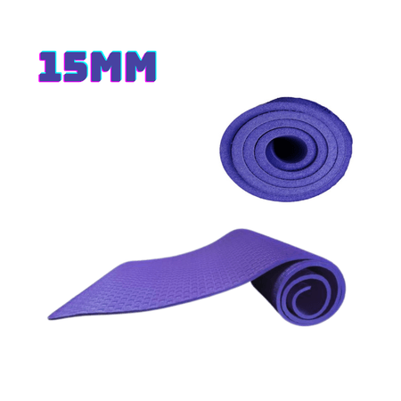 Mat de Yoga Pilates 15 mm con Elástico Portátil - Morado