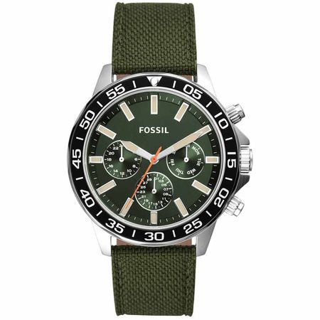 Reloj Fossil Bannon BQ2626 Multifuncional Para Hombre Acero Inoxidable Correa de Nylon - Verde