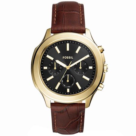 Reloj Fossil Windfield BQ2593 Multifuncional Para Hombre Correa de Cuero - Marron Dorado