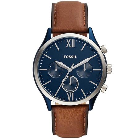 Reloj Fossil Fenmore BQ2402 Multifuncional Para Hombre Correa de Cuero - Marron Azul