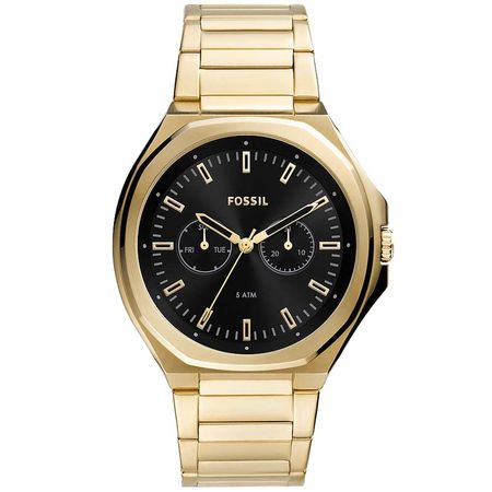 Reloj Fossil Evanston BQ2611 Multifuncional Para Hombre Acero Inoxidable - Dorado Negro