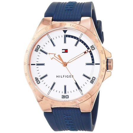 Reloj Tommy Hilfiger Riverside 1791526 para Hombre Oro Rosado Correa de Silicona Azul