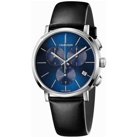 Reloj Calvin Klein Posh K8Q371CN Suizo para Hombre Fecha Cronómetro Correa De Cuero Negro Azul