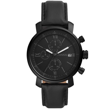 Reloj Fossil Rhett BQ1703 Para Hombre Fecha Cronómetro Correa de Cuero Negro