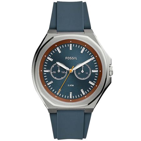 Reloj Fossil Evanston BQ2613 Multifuncional Para Hombre Correa de Silicona Azul Acero