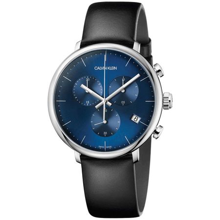 Reloj Calvin Klein High Noon Chrono K8M271CN Suizo para Hombre Fecha Correa de Cuero - Negro Azul