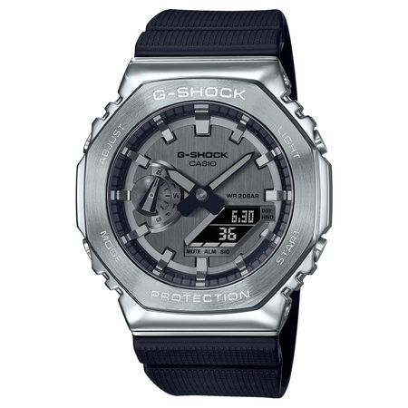 Reloj G-Shock Acero Plateado y Resina Negra GM-2100-1