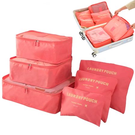 Set Organizadores de Maleta Bolsas Impermeable para Viaje 6PCS Coral 92B