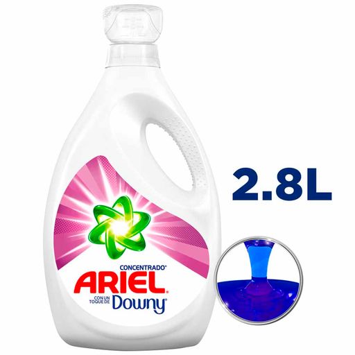 Detergente Líquido Concentrado Ariel Doble Poder Para Lavar Ropa Blanca Y  De Color 2.84 L