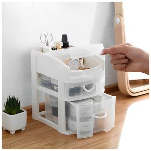 Organizador de Maquillaje Cosméticos y Joyas 2 Cajones Marrón 703L