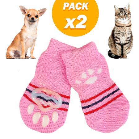 Pack X2 Set de 4 Medias Antideslizantes para Perros Pequeños Gatos H
