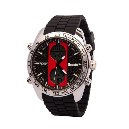 Reloj Boselli B165 Acuático Doble Hora Color Rojo con Negro