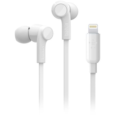 Auriculares intrauditivos Belkin RockStar con conector Lightning (blanco)