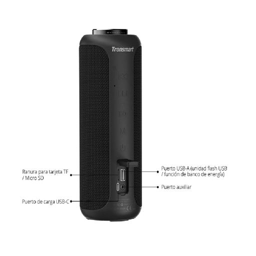 Parlante Tronsmart T6 Plus Resistente al Agua IPX6 NFC Color Negro