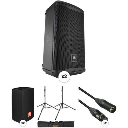 Kit de parlantes autoamplificados JBL Dual EON710 con soportes, cubiertas, bolsa y cables