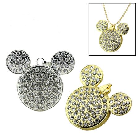 Memoria USB Diseño Mickey Con Cristales Plateado