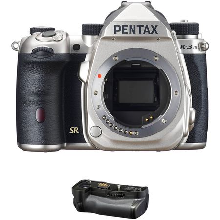 Cuerpo de cámara DSLR Pentax K-3 Mark III con kit de empuñadura de batería (plata)