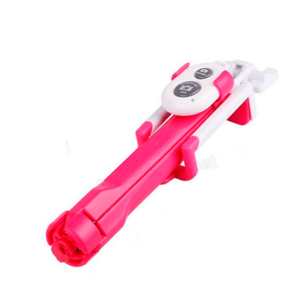 Palo Selfie Stick y Trípode 2 En 1 Bluetooth Control Celular 46cm Fucsia