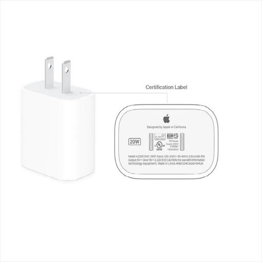 Cargador Tipo C 20W con Cable Lightning para Apple iPhone iPad