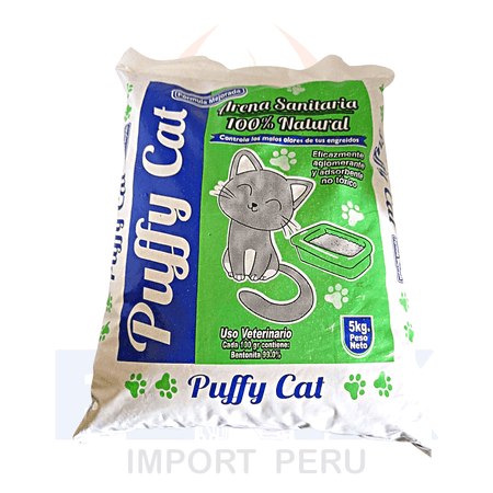 Arena Sanitaria Para Gatos 100% Natural Puffy Cat 5kg Gruesa