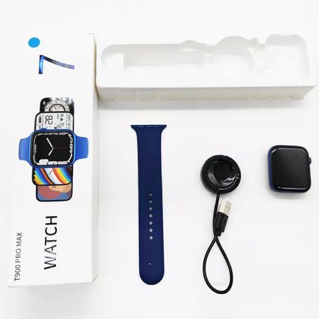 Smartwatch T900 Pro Max Resistencia Acuática IP67 Color Negro Correas Azules