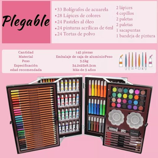 Kit de Colores 145 Piezas Unicornio Rosa GENERICO