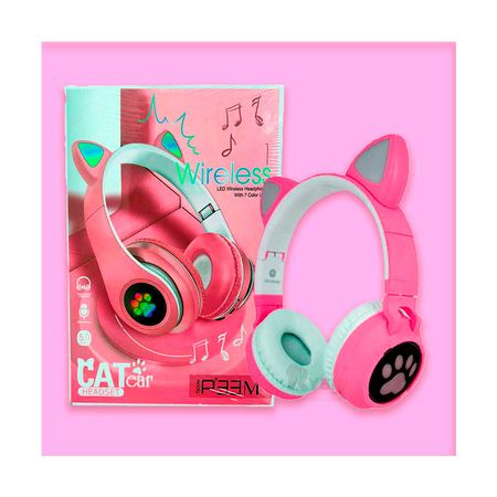 Audifono Cat con Luz Led Color Fucsia