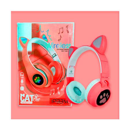 Audifono Cat con Luz Led Color Rojo