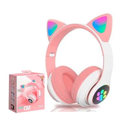 Audifono Cat con Luz Led Color Rosado