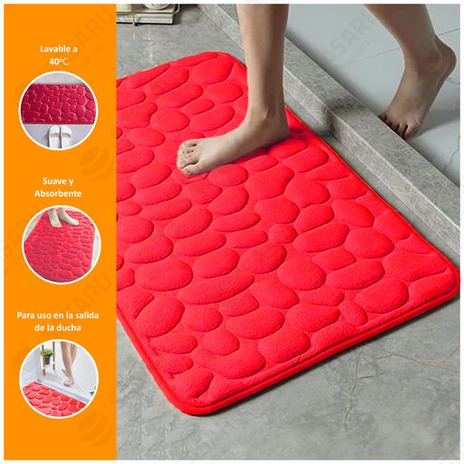 Ripley - PISO DE BAÑO ABSORBENTE ANTIDESLIZANTE ROJO + ESQUINERO