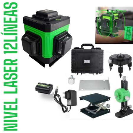 Maquina de Autonivelación Laser Verde Recargable de 12Líneas Incluye Accesorios