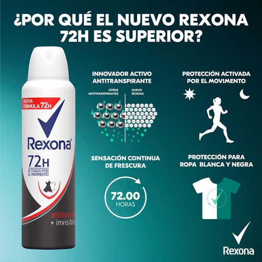 Two Pack desodorante Rexona mujer en aerosol antibacterial invisible de 150  mL