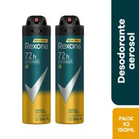 Desodorante para Hombre en Aerosol REXONA V8 Frasco 150ml Paquete 2un