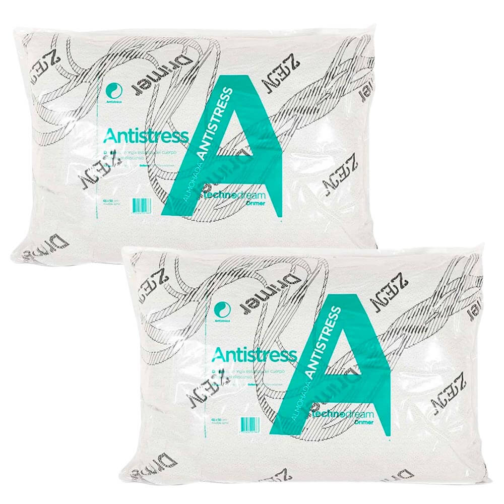 Pack Almohada DRIMER Technodream Antistress 64x44cm Poliéster 2un
