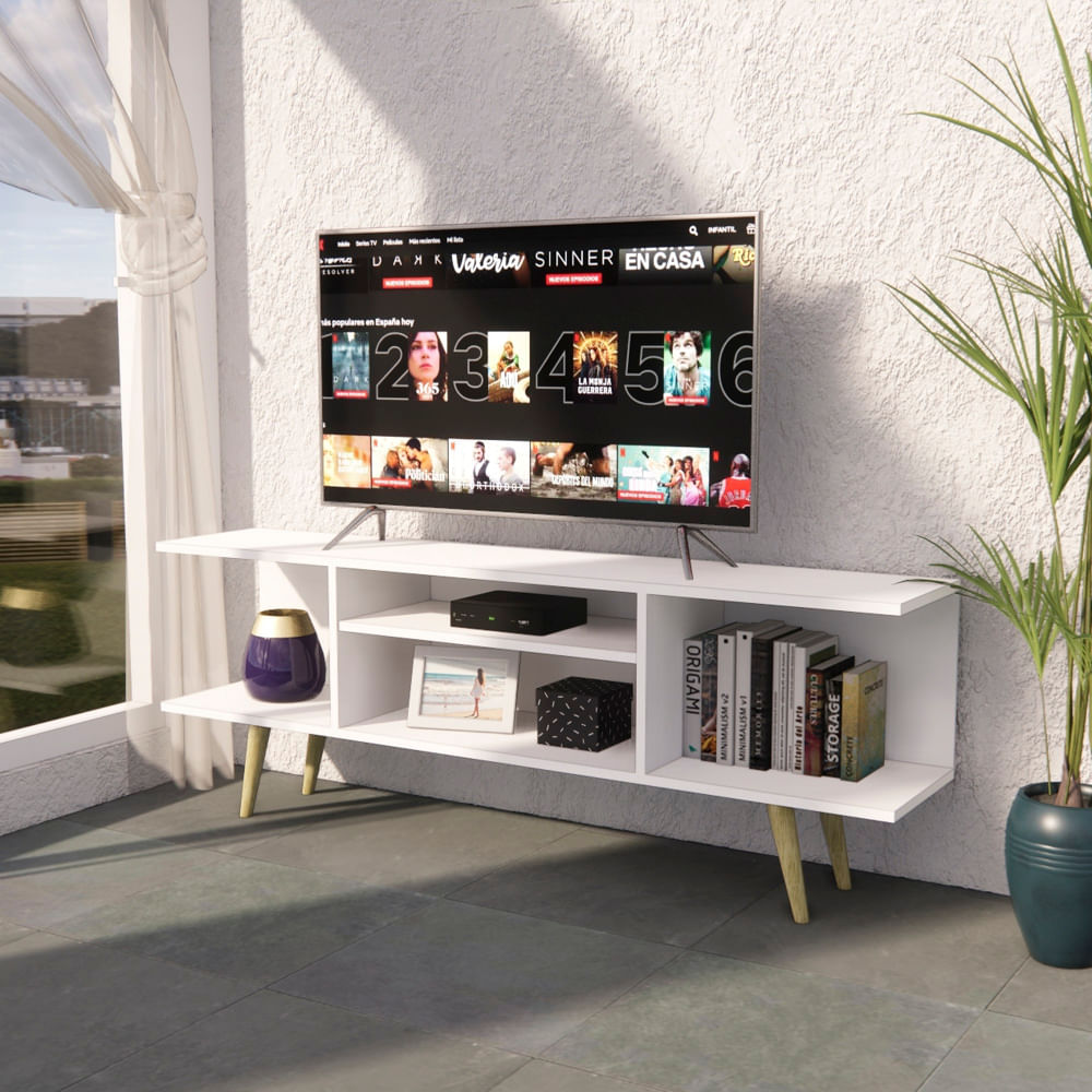 Mueble para TV Moderno Blanco 55 Pulgadas