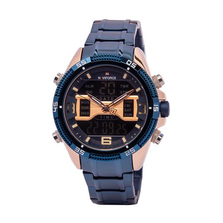 Reloj Naviforce NF9201 Acuático Doble hora Color Azul