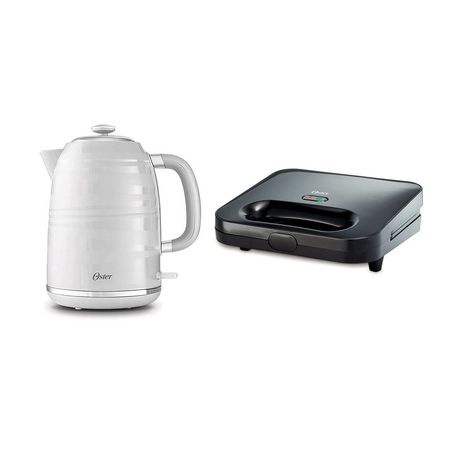 Hervidor 1.7L Blanco + Sandwichera Compac Negra