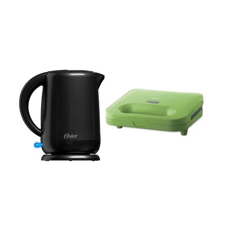 Hervidor 1.7L Negra + Sandwichera Compacta Verde