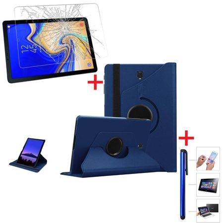 Funda Giratoria Azul y Mica Vidrio y Lapiz Para Samsung Tab S4 10.5 SM-T830