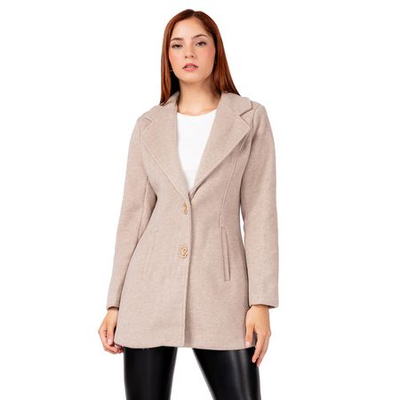 Abrigo de Paño con Forro para Mujer Color Beige Abrigo de Pa?o con Forro para Mujer Color Beige Talla XS
