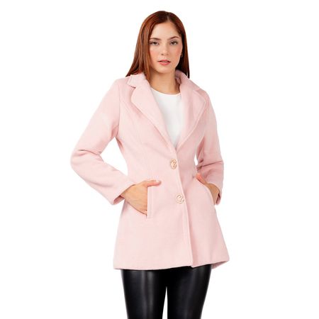 Abrigo Casual de Paño para Mujer Color Palo Rosa Abrigo Casual de Pa?o para Mujer Color Palo Rosa Talla S
