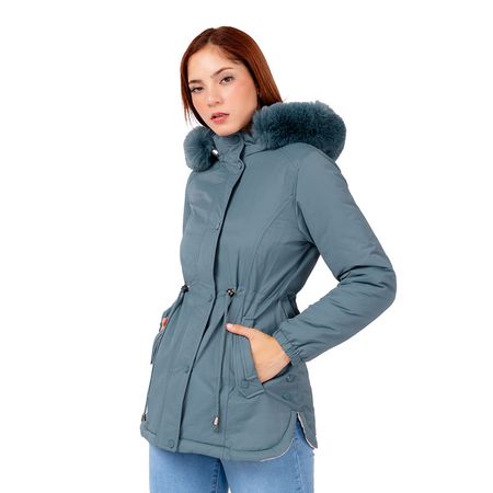 Campera Reversible Mujer by Indra Color Celeste con Crema  Talla XS