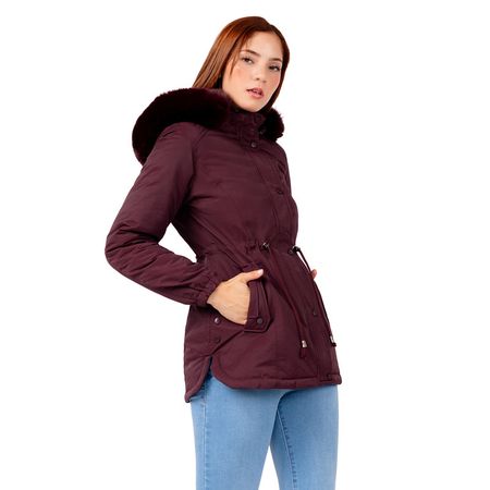 Parka Cazadora Reversible Mujer by Indra Color Vino con Azul  Talla L
