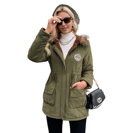 Campera de Invierno para Mujer Color Verde Militar  Talla XL