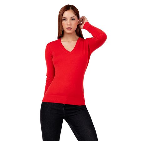 Chompa Básico Mujer Color Rojo Chompa B?sico Mujer Color Rojo Talla M
