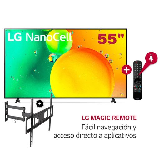 Televisor LG 55 NanoCell Ultra HD 4K ThinQ AI 55NANO75SQA + Rack Giratorio