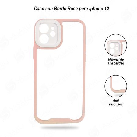 Case Transparente con Bordes Rosa para IPhone 12 Case Transparente con Bordes de Rosa IPhone 12